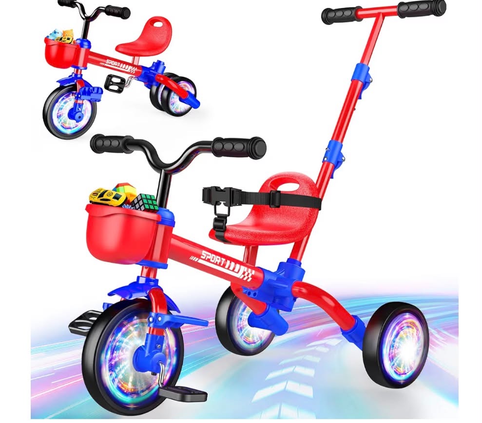 5-in-1 Balance Bike, Toys for 1-5 Girls Toddler Trike Tricycle