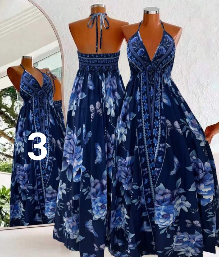 Flirla Bohemian Style Printed Beach Slip Dress