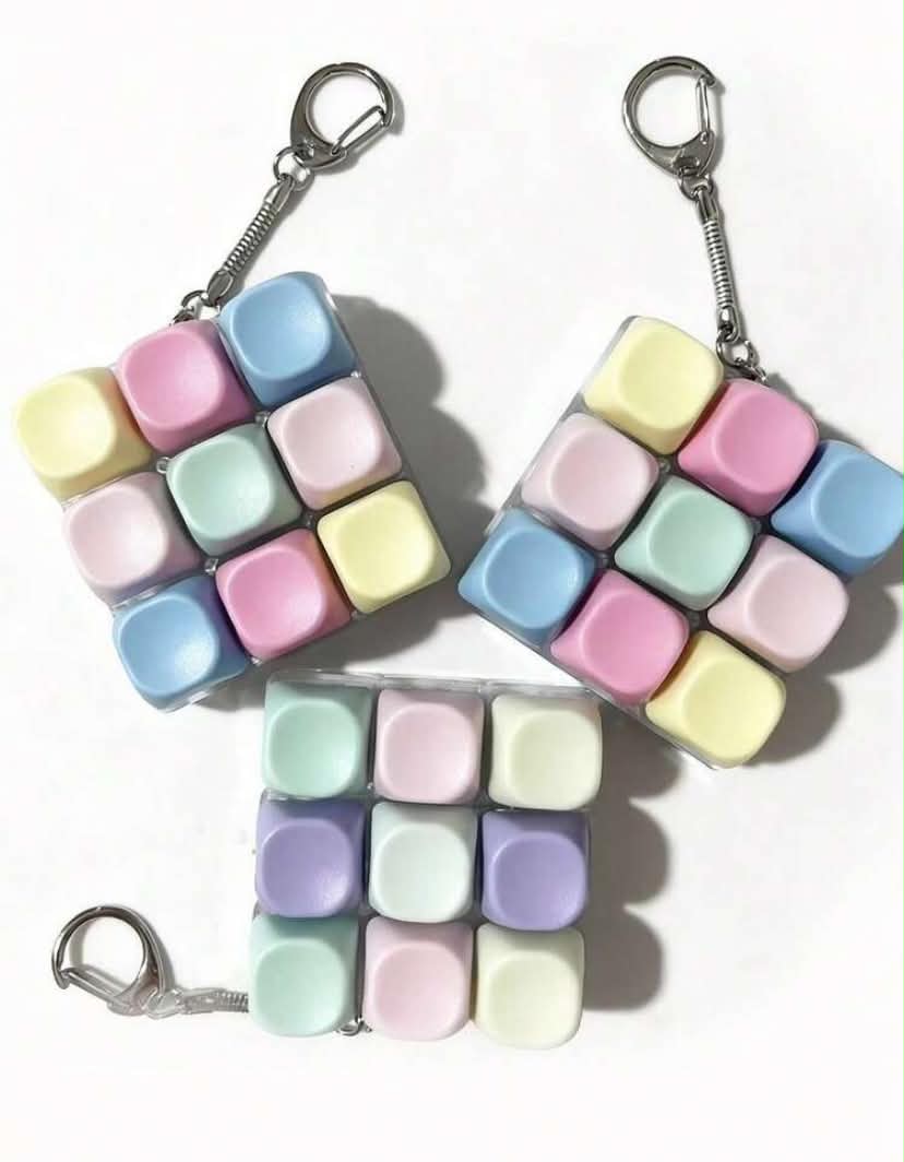 1 pc 9-Key Squeeze Stress Relief Keychain, Mechanical 9-Key Keychain Fidget Toy,