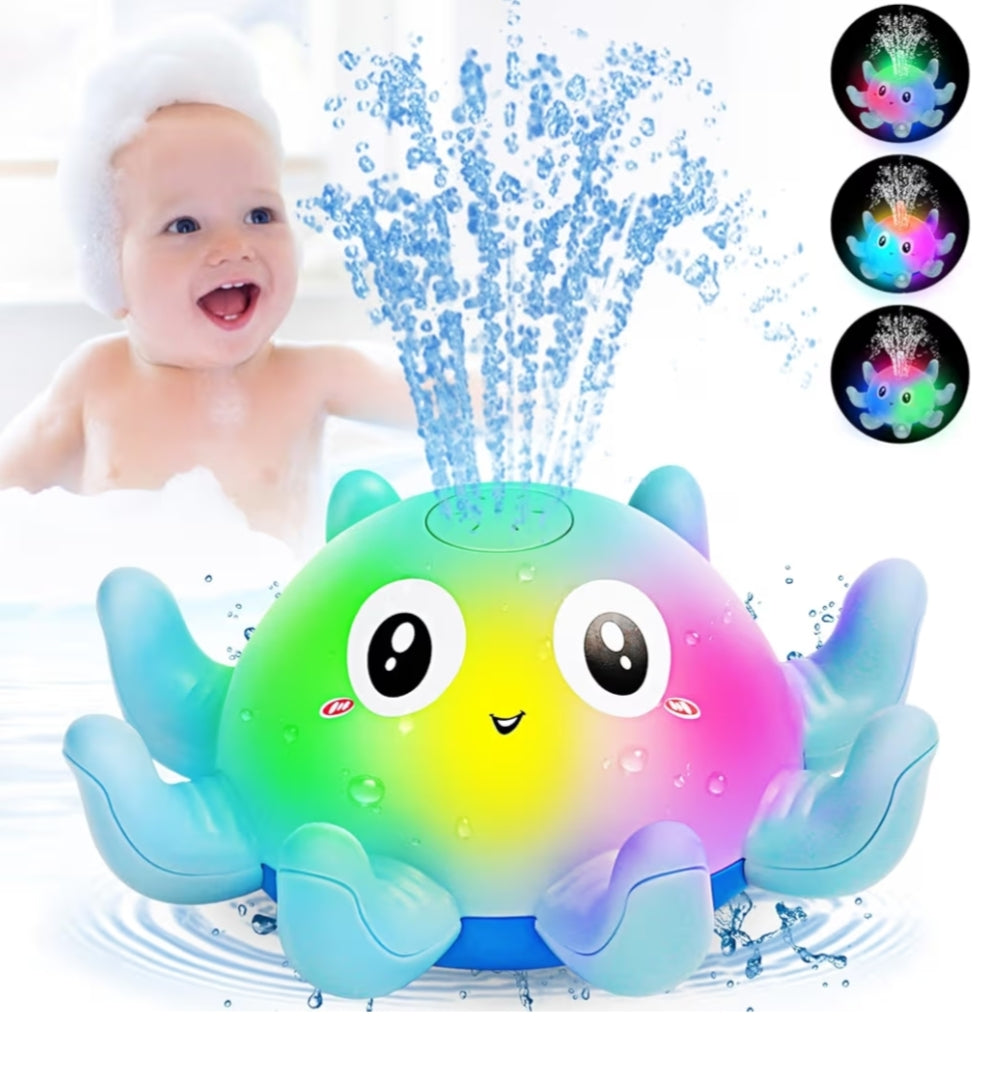Baby Bath Toys, Octopus Sensory Light Up Bath Toys, Automatic Induction Spray Water Toys, Bath Time Shower Gifts for Baby Girls Boys