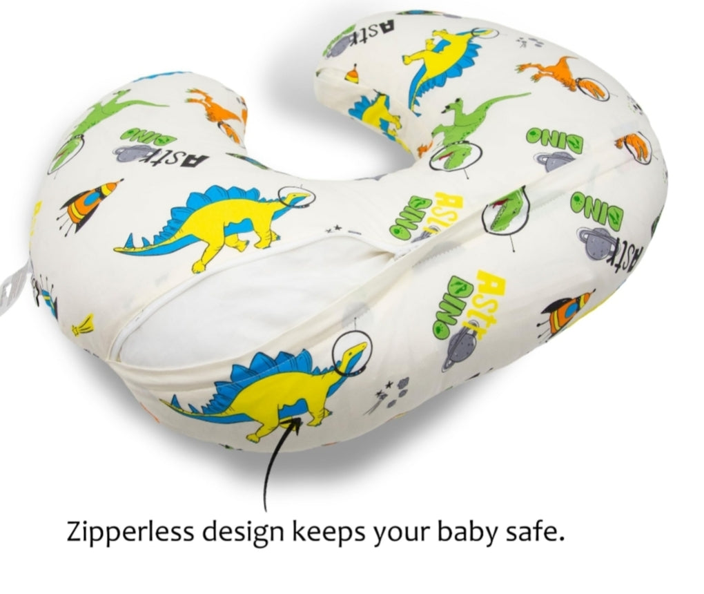 Nursing Pillow for Breastfeeding Baby 100% Cotton U Shape Washable Support Cushion - U Planet Dinosaur One Size
