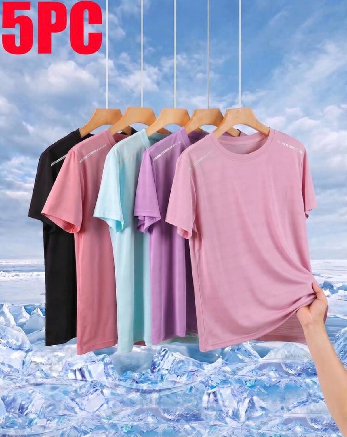 5pcs Women's Quick Dry Shirts, Summer Outdoor Multi-Purpose Casual T-Shirts Sports