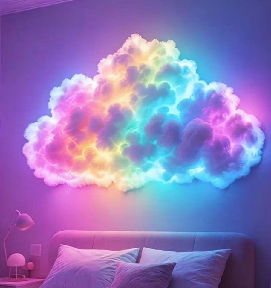 Thundercloud LED Light, 400CM RGB Cloud Light for Bedroom Cool Stuff, Music Syncs Thunder Clouds Wall Lamp Rechargeable, USB Powered Thunderclouds Night Atmosphere Lights for Home Wall Decor