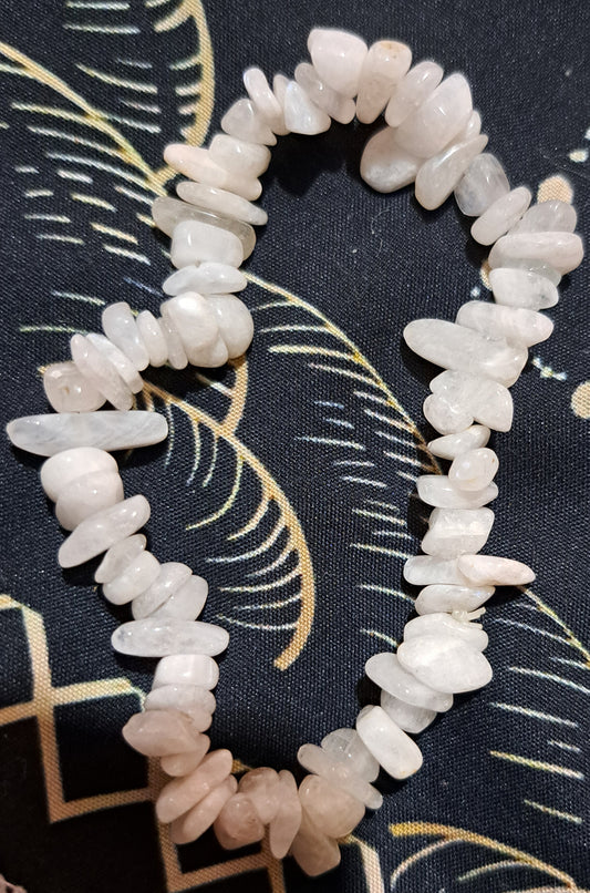 Real crystal Milky Quartz chip bracelet