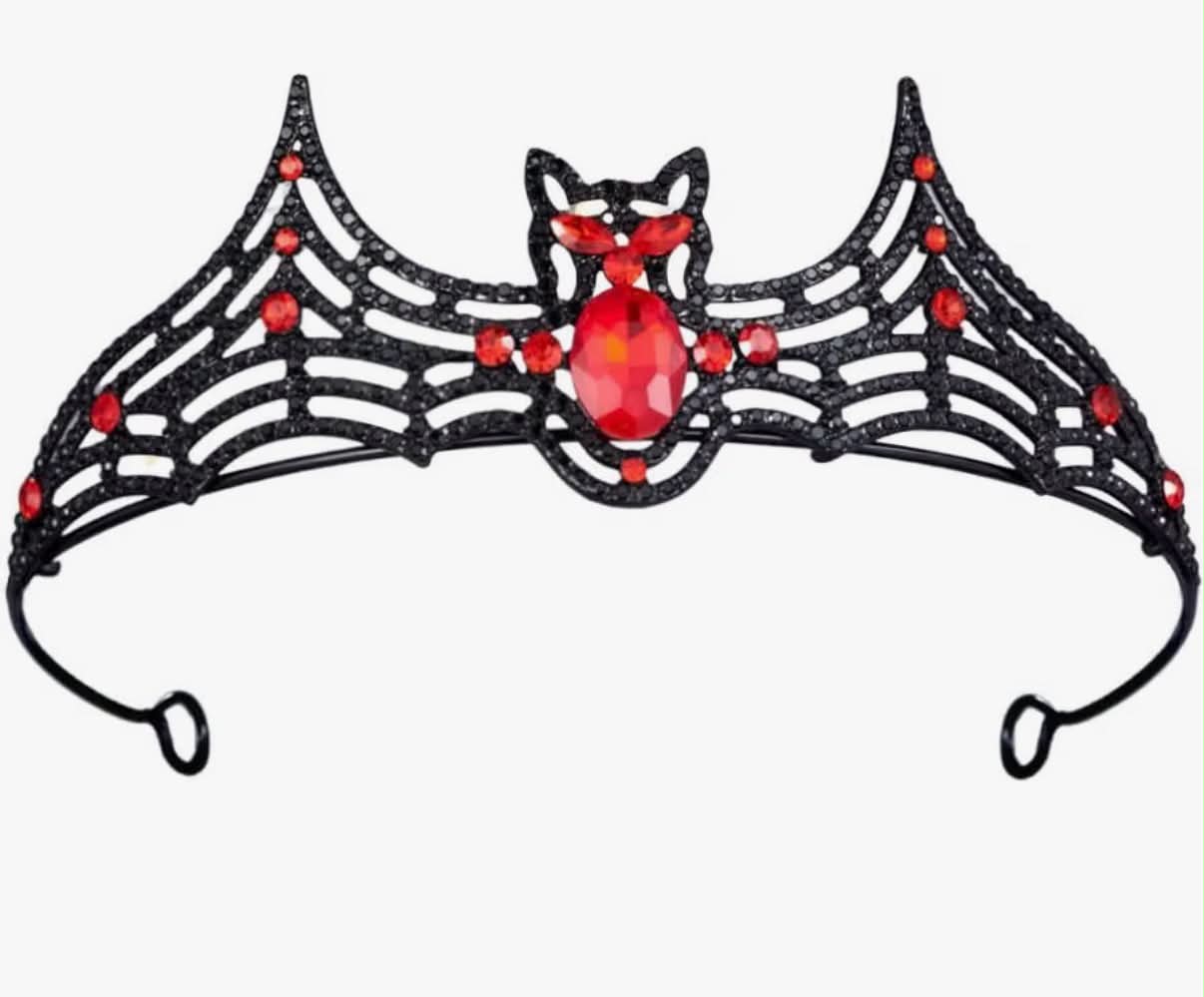 Halloween Tiara Bat Shape Crown Women Crystal Crown Gothic King Queen Tiara Vintage