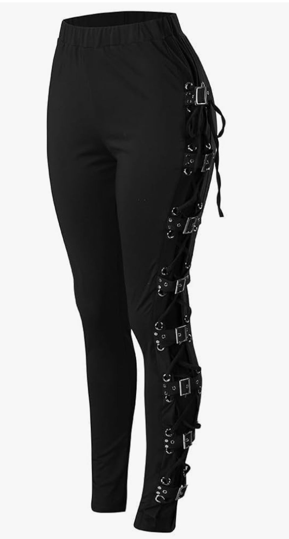 High Waisted Pants Bandage Lace Up Buckle Strap Bottoms Trousers Harajuku Dark Punk Street Rock Style Pants