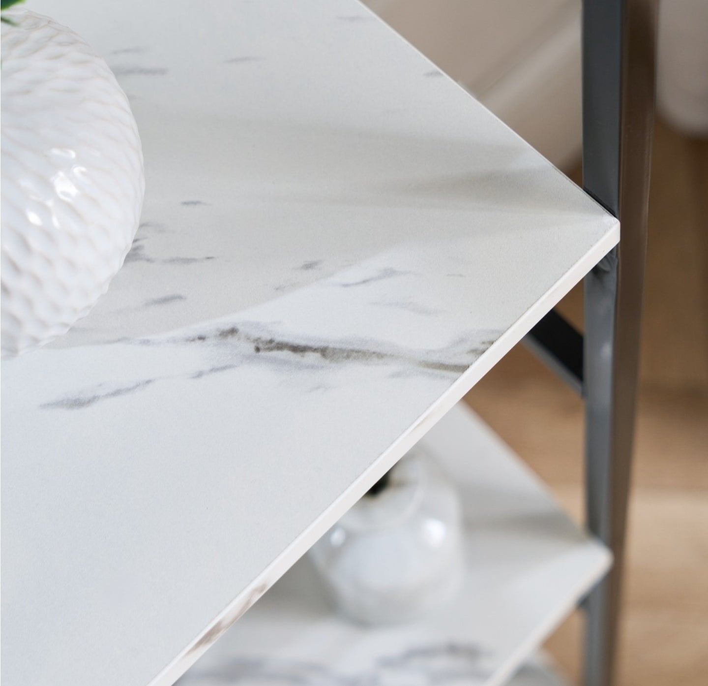 Manhattan Marble Effect 5-Tier Shelving Unit - Black/White