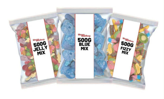 The Ultimate 500g Trio Bundle Fizzy, Jelly & Blue  Pick n Mix