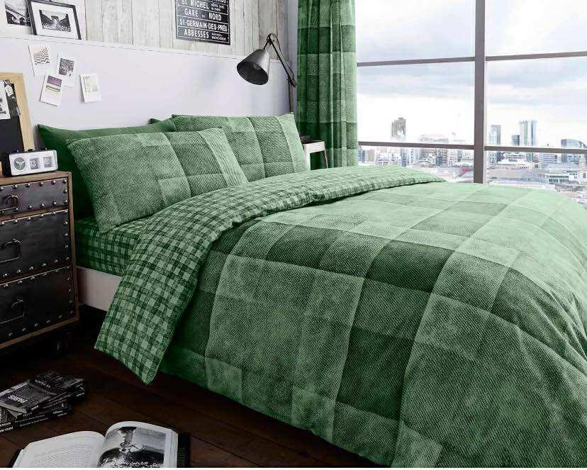 Reversible Check Bedding Sets Poly Cotton Quilt Duvet Cover Set With Pillowcase. 

Double 