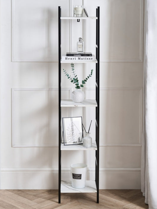 Manhattan Marble Effect 5-Tier Shelving Unit - Black/White