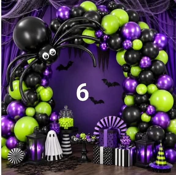 Balloon Arch Garland Kit with Skull Foil Balloons, 108 pcs Black Agate Marble White Metallic Silver Latex Balloons with Ghost Face Print Balloon for Kids Halloween Party Decorations Supplies