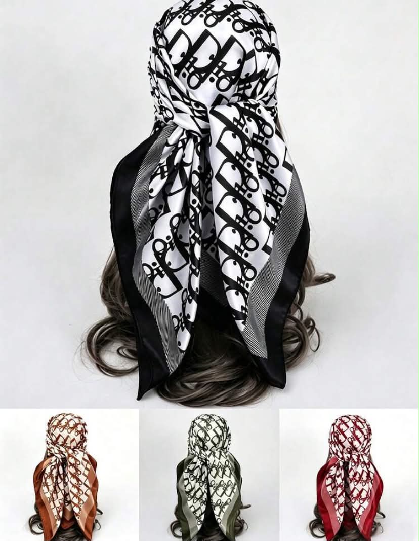 Women Satin Head Scarf, Printed Square Bandana Scarf, Lightweight Hair Ribbon Wrap Accessory, Elegant Neck Tie For Women Girls,
