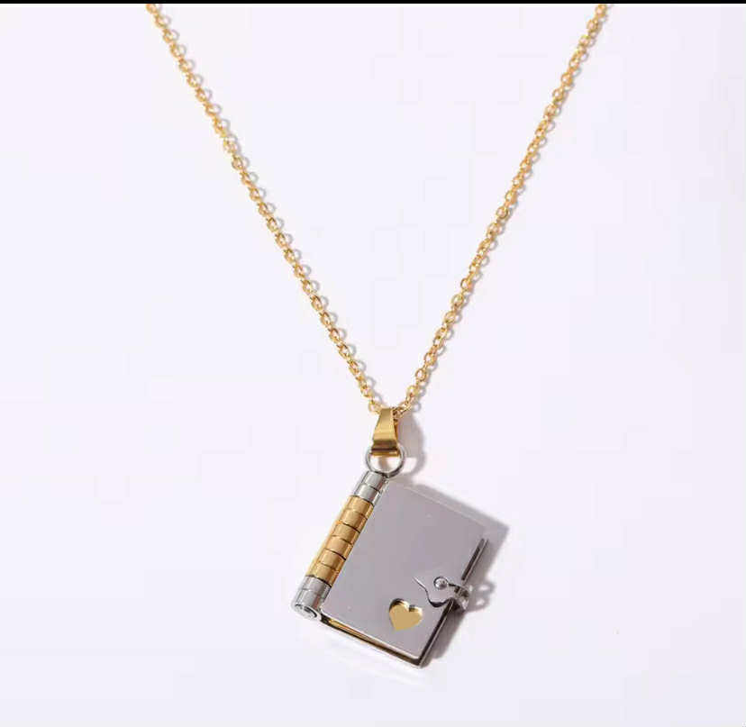 Stainless Steel Couple Book Pendant
