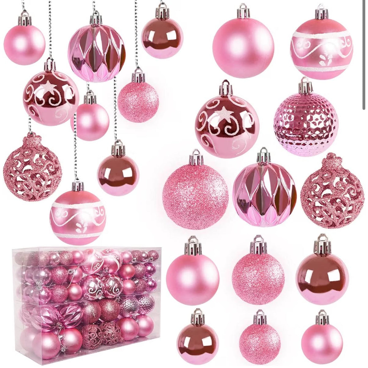 100Pcs Christmas Ball Ornaments for Christmas Tree Decoration Baubles Shatterproof Balls Hanging Ornaments for Xmas Holiday Party Home Decorations