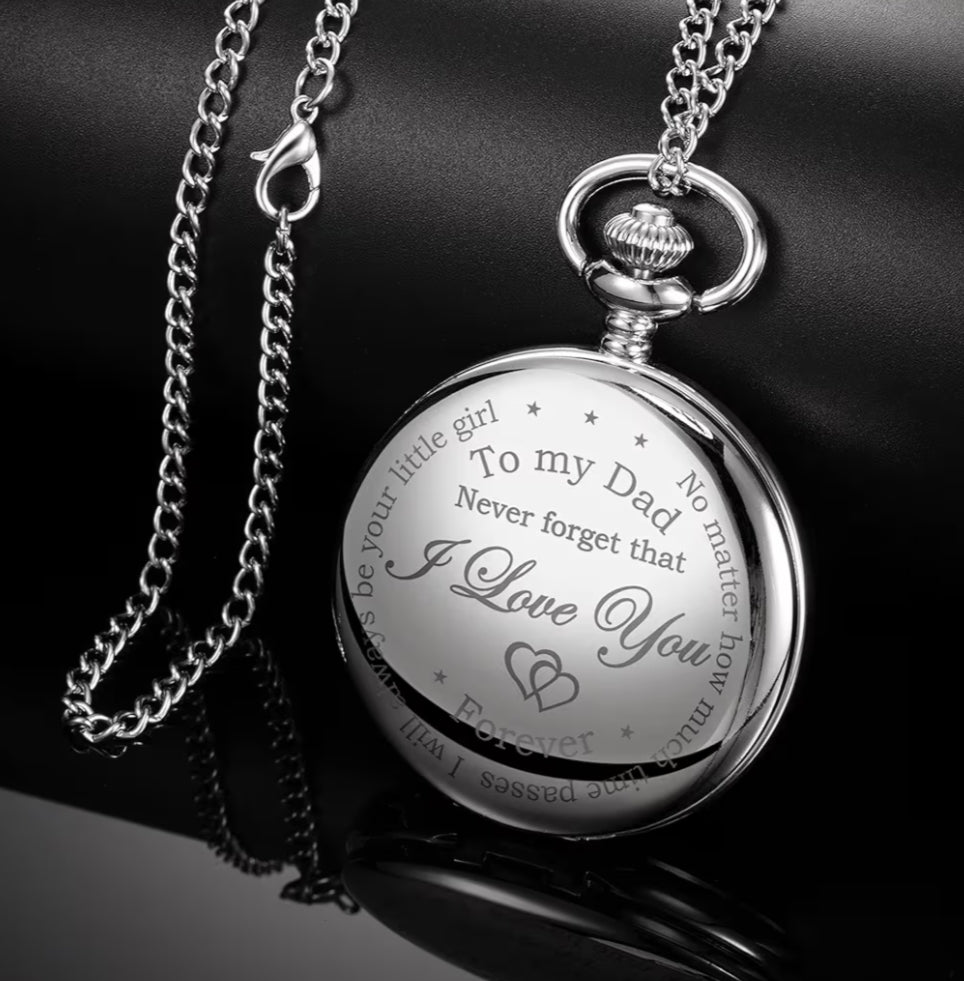 Dad Gift from Daughter to Father Engraved Pocket Watch -