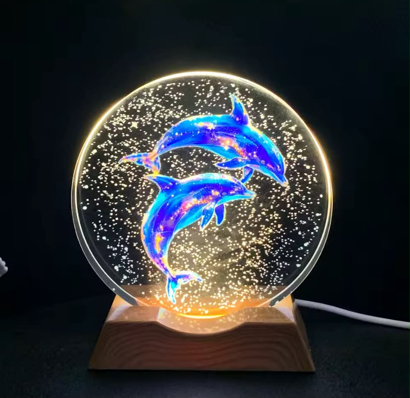 Love Dolphin Crystal LED Night Light
