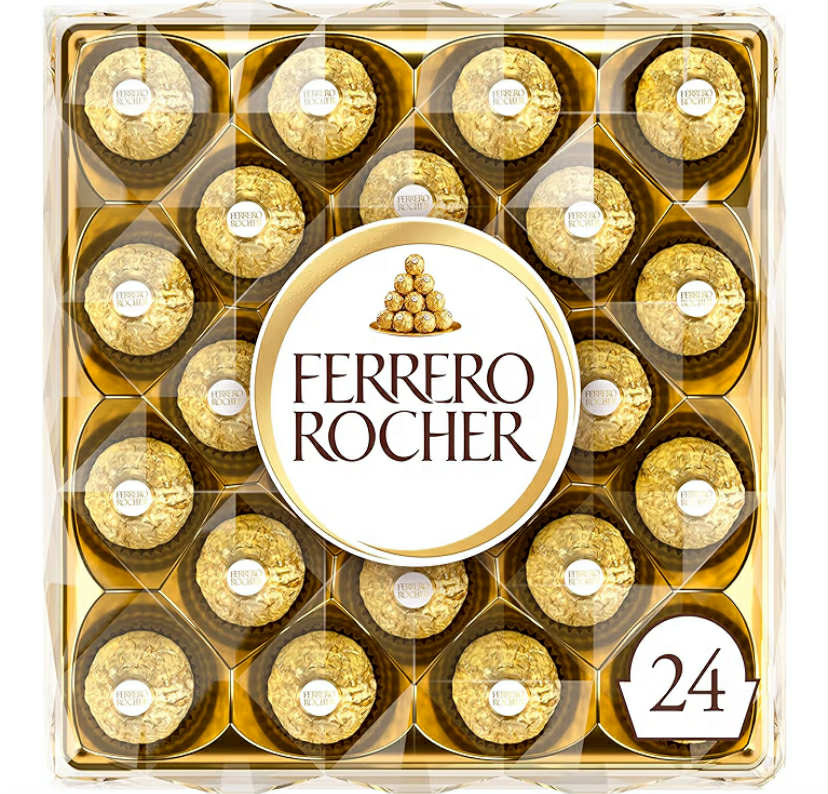 Ferrero Rocher Chocolate Hazelnut and Milk Chocolate Pralines, 24 Pieces, 300g