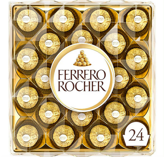 Ferrero Rocher Chocolate Hazelnut and Milk Chocolate Pralines, 24 Pieces, 300g
