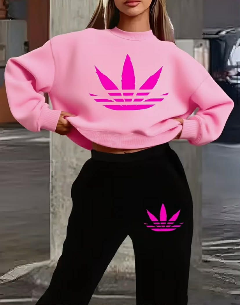 Plus Size Women's New Autumn/Winter Fashion Sweatshirt and Sweatpants Two-Piece Set