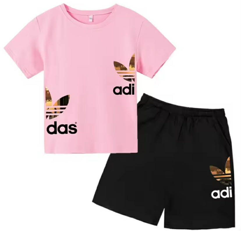Kids Summer Casual Letter Print 2-Piece Set