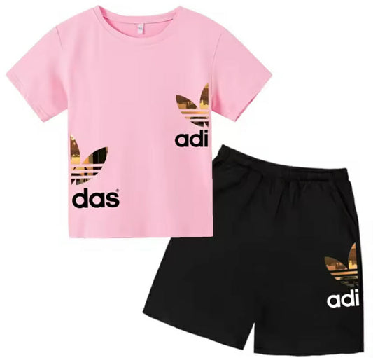 Kids Summer Casual Letter Print 2-Piece Set