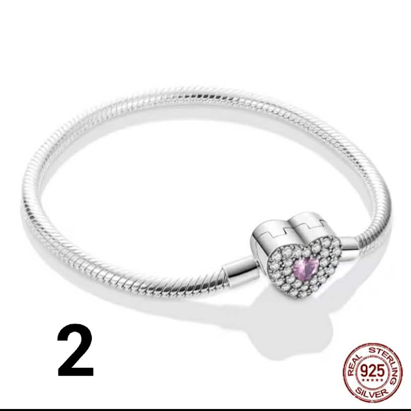 Bracelet Silver 925 Original 17-20CM Star Moon Sun Four Leaf Clover Green Zircon Bracelets