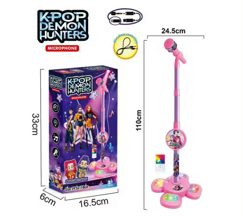 Kpop Demon Hunters Music Microphone Children's Toy with Light Microphone Can Play Songs Toy Christmas Gifts for Children