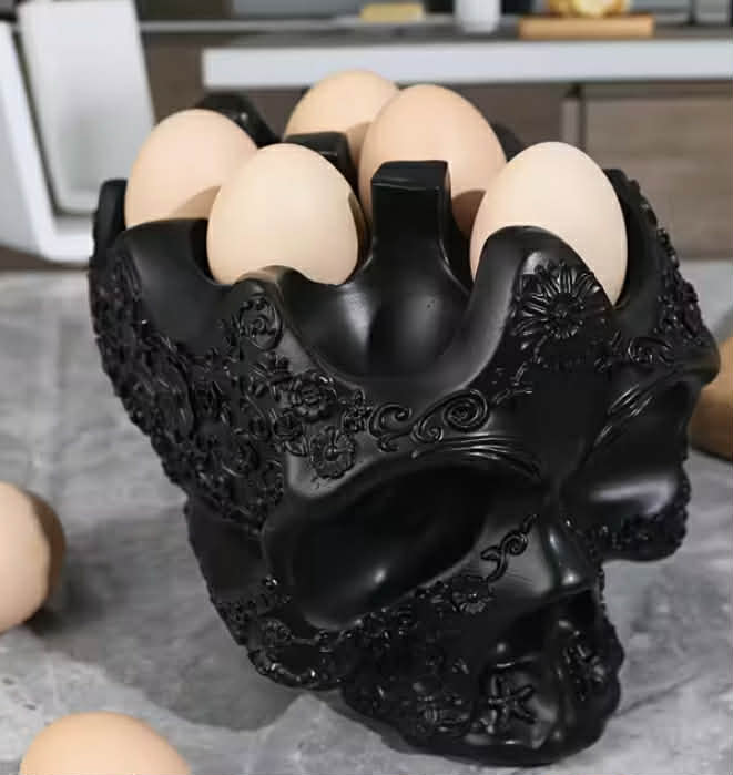 Multi-Style Gothic Resin Egg Holder & Tableware Storage - Medieval Skull Table Decor Suitable for Use, Resin Ornament with Egg Display for Gothic & Decoration