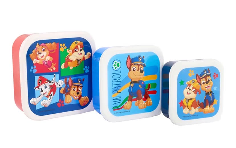 Paw Patrol Play Stackable Lunch Boxes - Set of 3, Durable & Eco-Friendly, Ideal for Kids & Superhero Fans - Perfect for School, Picnics & Travel
