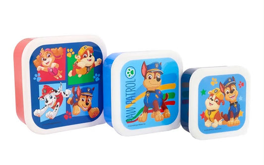 Paw Patrol Play Stackable Lunch Boxes - Set of 3, Durable & Eco-Friendly, Ideal for Kids & Superhero Fans - Perfect for School, Picnics & Travel