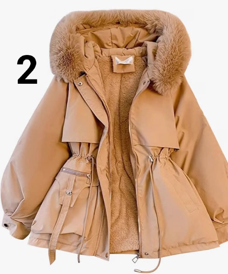 Women Hooded Parka Coat Warm Fleece Lined Winter Jacket Padded Winter Heavy Coat Outerwear with Faux Fur