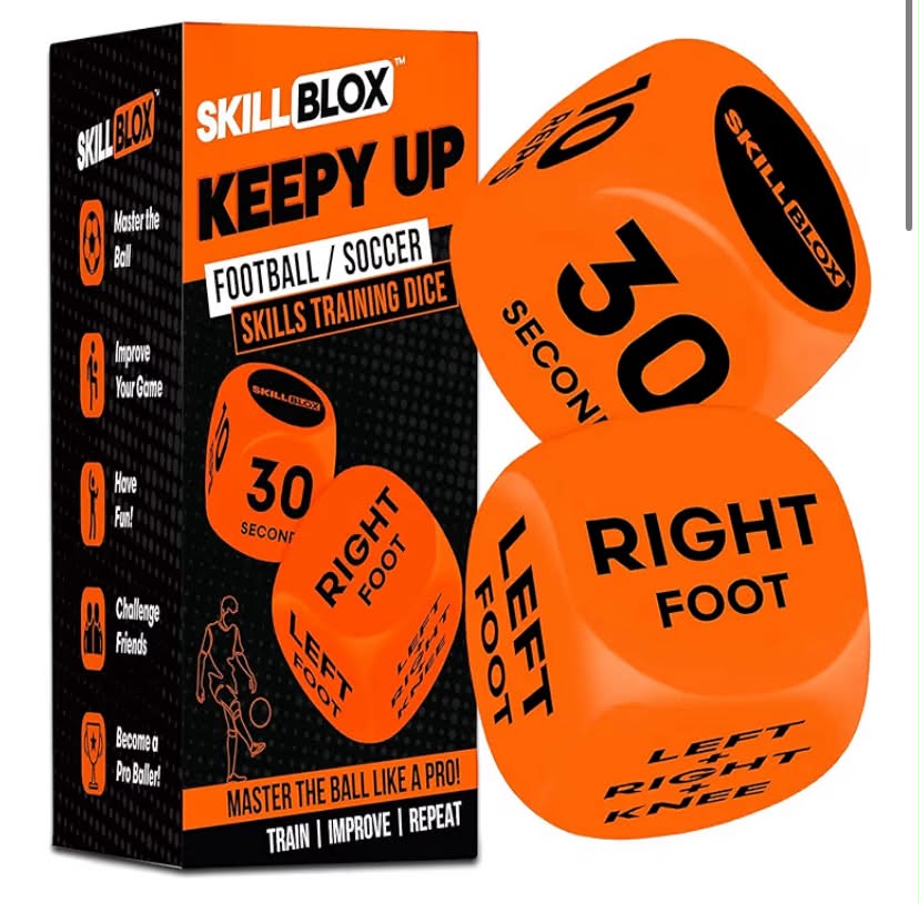 Skill Blox Football Keepy Up Training Dice Game (2 Pack) Football Gift for Boys Fun Football Skill Training Game for Kids, Boys & Girls 8–12