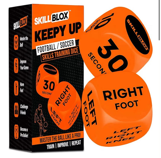 Skill Blox Football Keepy Up Training Dice Game (2 Pack) Football Gift for Boys Fun Football Skill Training Game for Kids, Boys & Girls 8–12