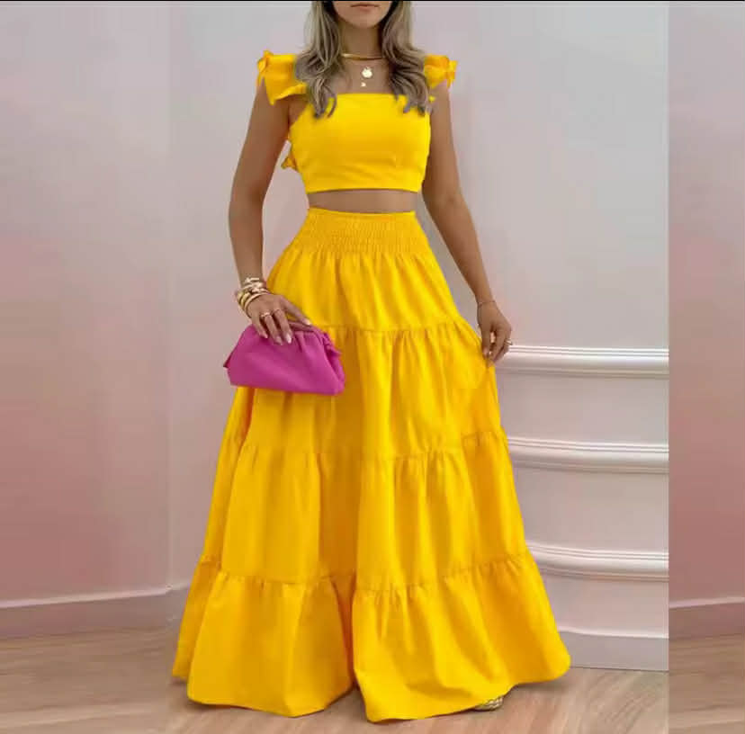 Spring Summer New Comfortable and Versatile Simple Mid Waist Sexy Strap Skirt