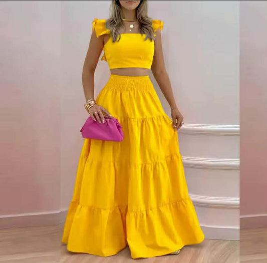 Spring Summer New Comfortable and Versatile Simple Mid Waist Sexy Strap Skirt