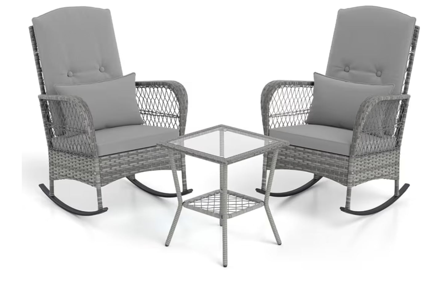 3 Pieces Patio Rattan Bistro Set