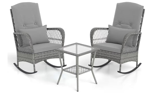 3 Pieces Patio Rattan Bistro Set