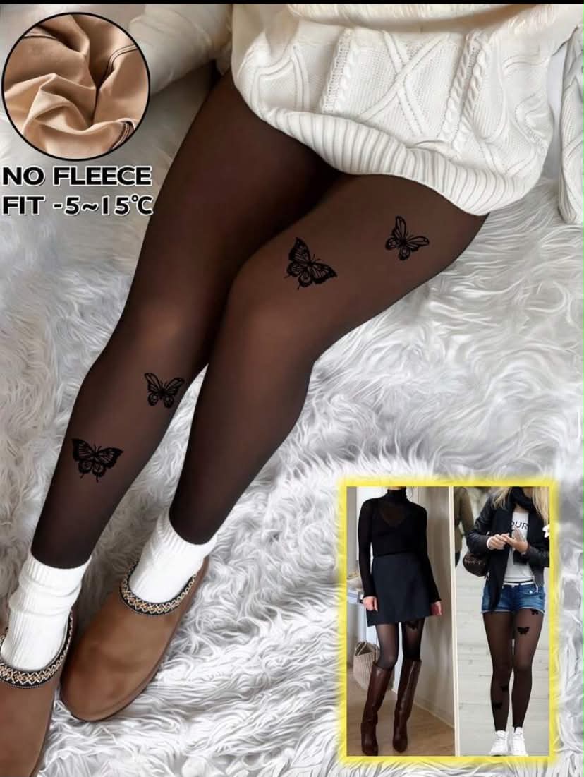 Women's Text Print Thermal Lined Autumn Winter Tights, Thermal Typography Pattern Pantyhose, Cozy Literary Quote Stockings, Cold-Weather Motto Leggings