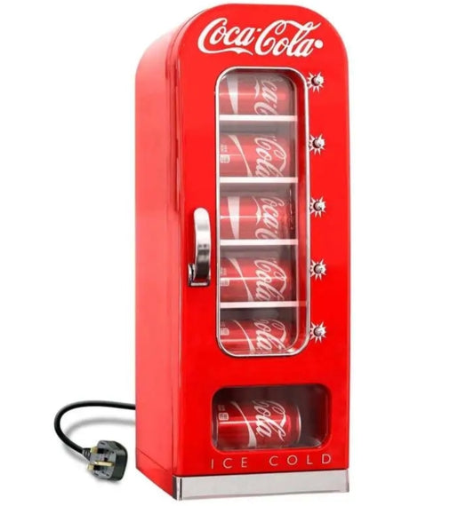 Coca-Cola 5L Vending Mini Fridge – 10 Can Portable Cooler for Bedroom, Dorm, or Gaming Room (Red)