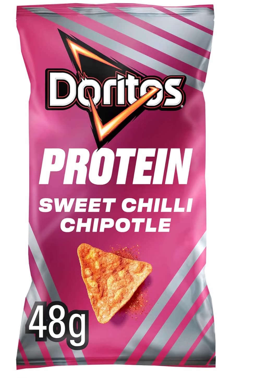 Doritos Protein Tortilla Chips Sizzling Steak or sweet chilli chipotle Flavour Crisps 48g