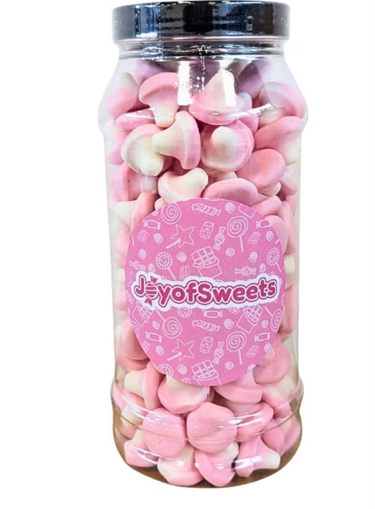 Strawberry Pink Foam Mushrooms (480g) Retro Classic Sweet Candy Gift Jar