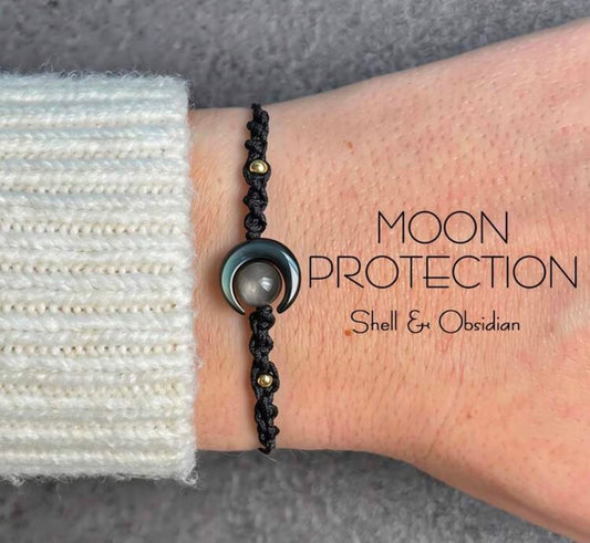 1pc Women's Moon Shiny Protective Bracelet, Adjustable Length, Gift
