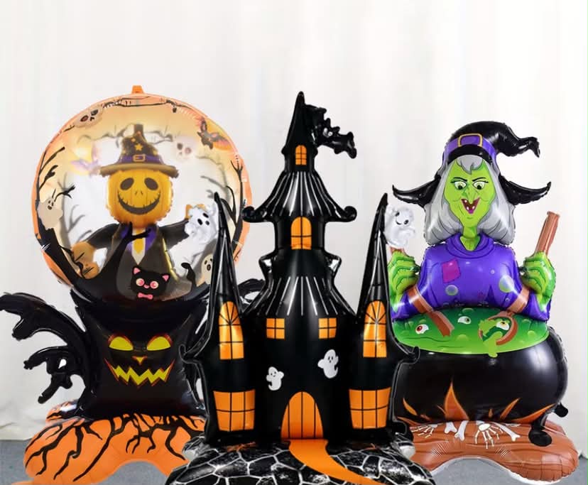 3 pcs Inflate Large Standing Dead Tree Castle Witch Collectible Figurines Halloween