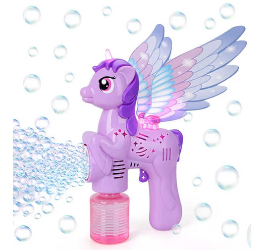 Bubble Guns for Kids, Light Up Unicorn Bubble Machine Gun with Wings, Children's Automatic Bubble Maker Bubble Blaster for Outdoor Garden Party,Bubble Blower
