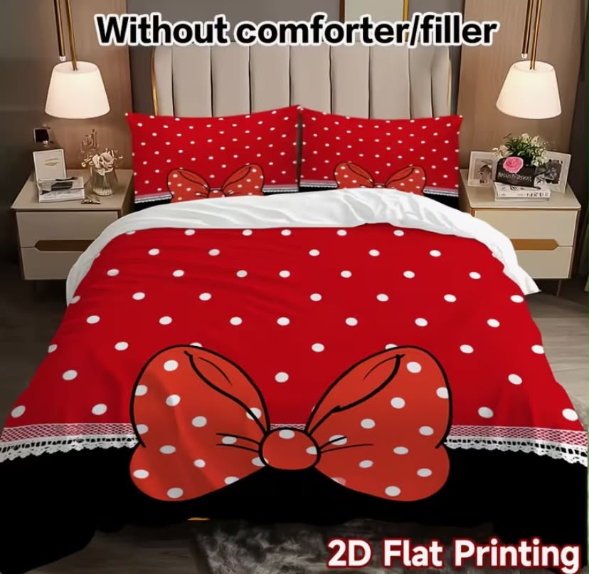 Red Bow White Polka Dot Pattern Bedding,