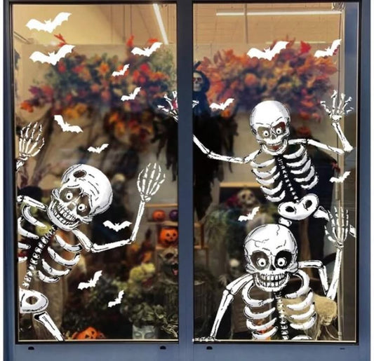 Halloween Skeletons Window Clings Skull Ghost Window Stickers Decoration For Spooky Home Glass
