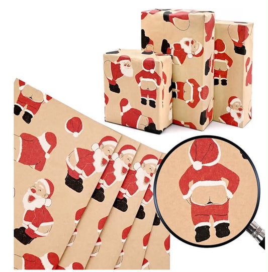 50 * 70cm Funny Santa Claus Kraft Wrapping Paper Sheet,5pcs Xmas Wrapping Paper with Santa Claus Perfect for Packing Christmas Party