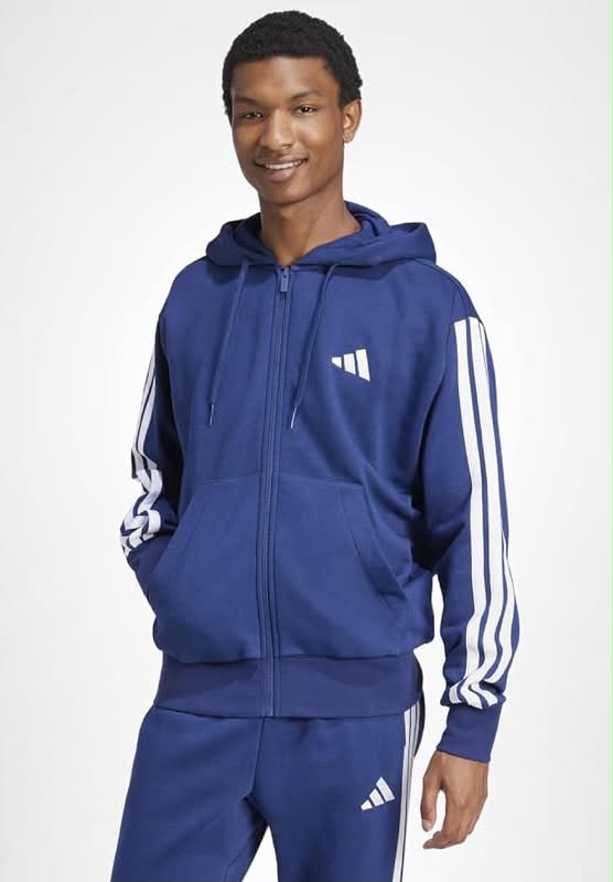 adidas Herren Essential Three Stripes Fleece Zipper Hoodie