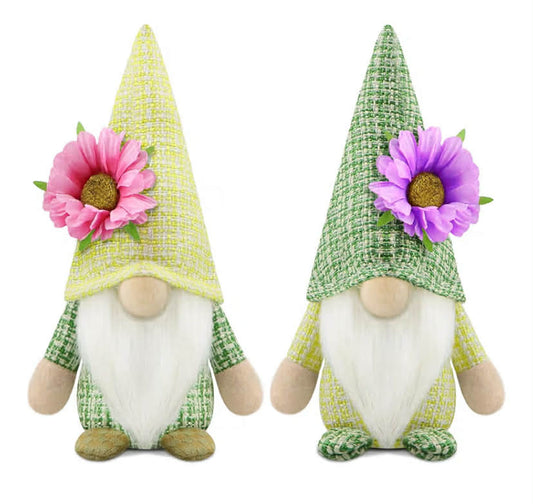 Set of 2 Spring Gonks Decoration Easter Summer Flower Gnome Handmade Decor for Home Kitchen