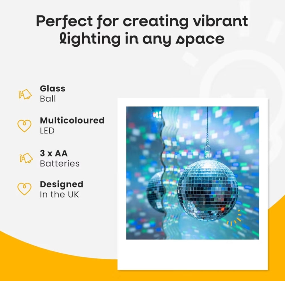 MiniSun  Novelty Rotating Multi Coloured Disco Ball Ceiling Light
